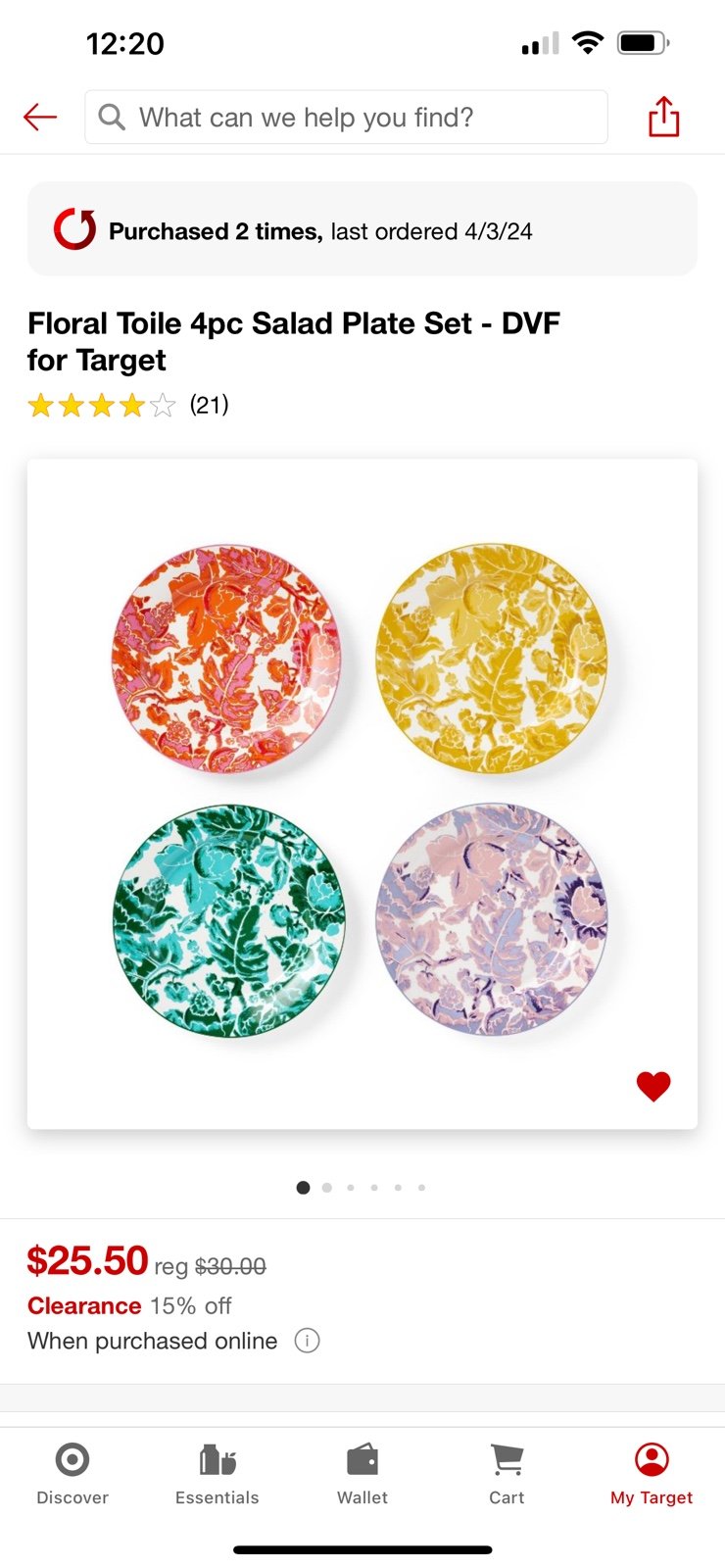 Floral Toile 4pc Salad Plate Set - DVF for Target Shipping included
