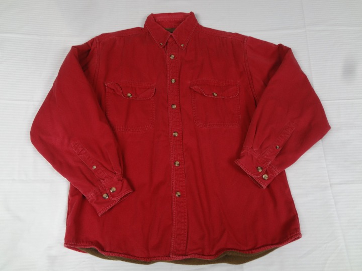 VINTAGE WOOLRICH BUTTON UP DENIM FLANNEL WOOL LINED LONG SLEEVE LARGE SHIRT J829