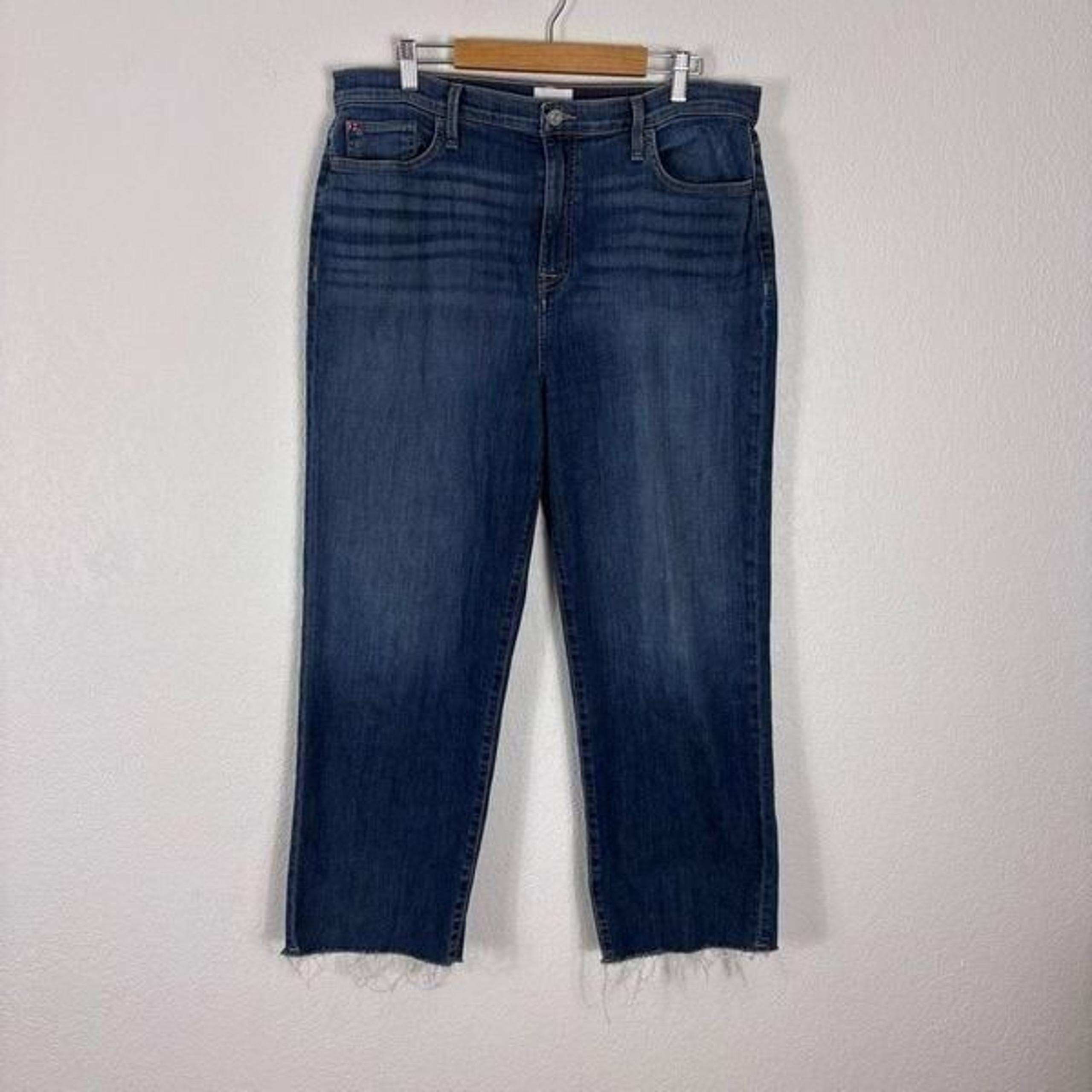 Hudson High Rise Bootleg Cropped Raw Hem Jeans Size 32