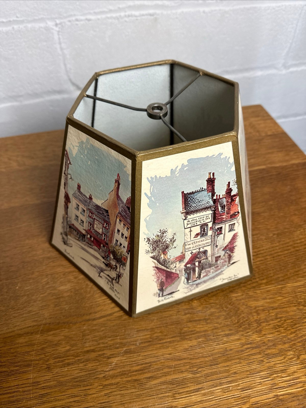 Vintage octagon lampshade art deco signed