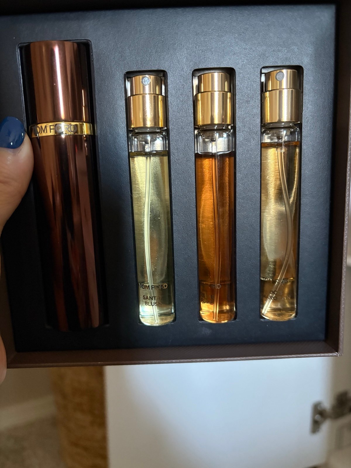Tom Ford Private Blend Woods Collection Set, 3 pcs Travel Spray + 1 Atomizer