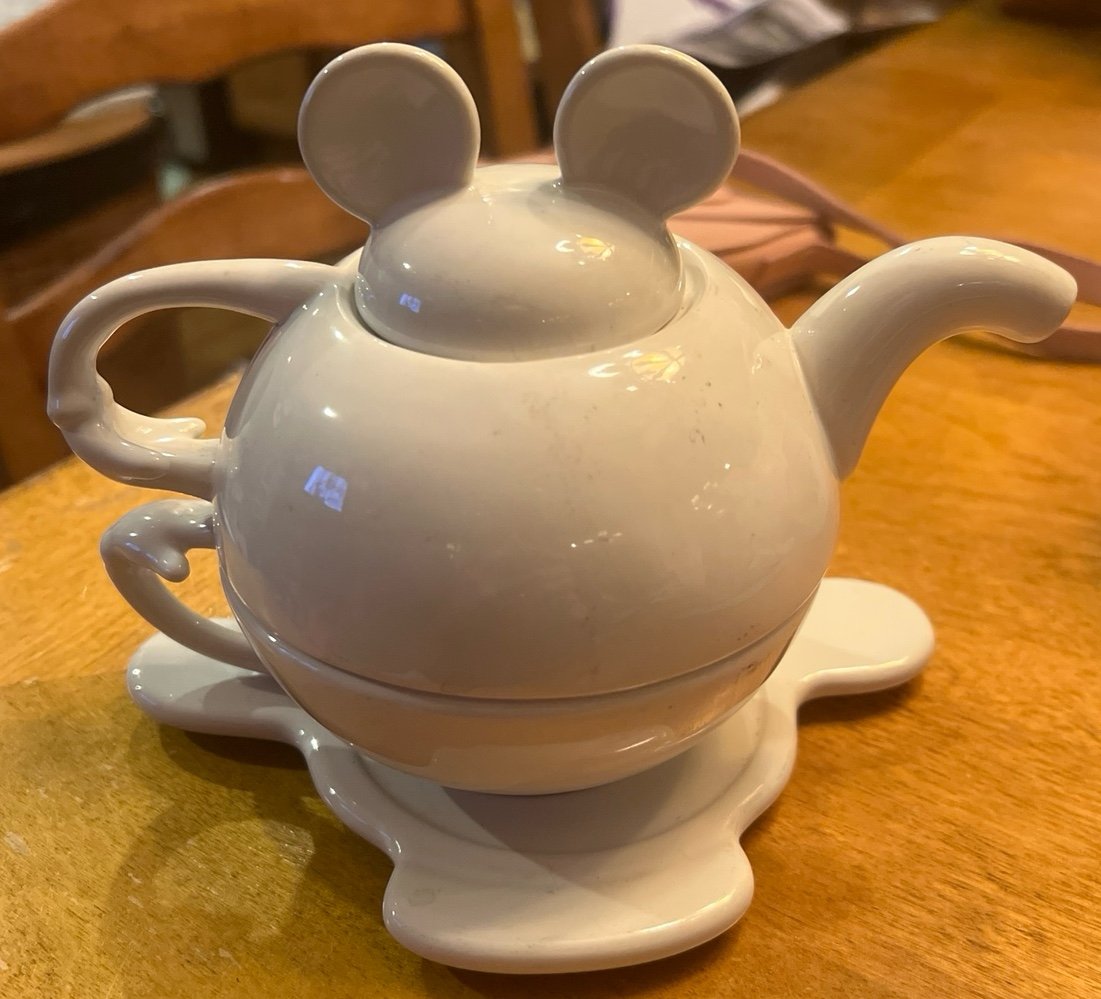 Disney Stacking Teapot Cup Set Mickey Mouse Ceramic Thailand Retro
