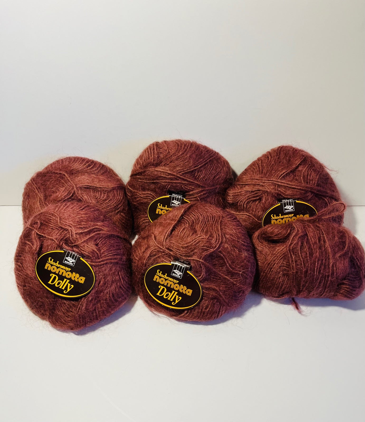 Schachenmayr Nomotta Dolly Lot of 5 1/2 Eggplant Purple Mohair & Acrylic Skeins Schachenmayr Nomotta Dolly Lot of 5 1/2 Eggplant Purple Mohair & Acrylic Skeins