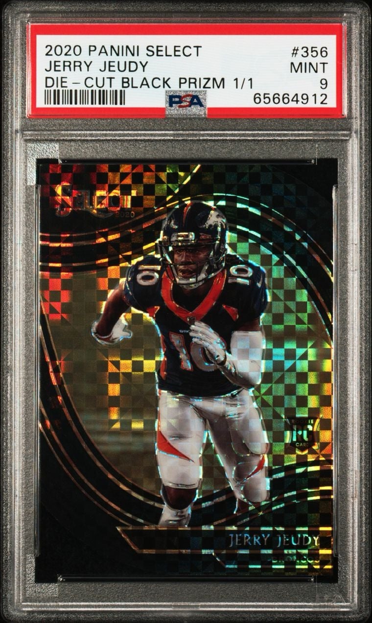 2020 Panini Select Jerry Jeudy Die-Cut Black Prizm 1/1 #356 PSA 9
