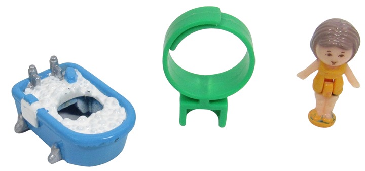 1989 Polly Pocket Blue Variation Little Lulu's Bathtime Ring Bluebird (46472)
