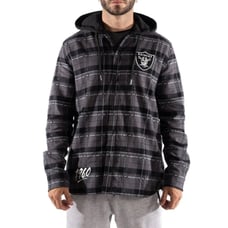NWT Las Vegas Raiders Wild Collective Men Flannel Plaid Hoodie Large 150 Retail