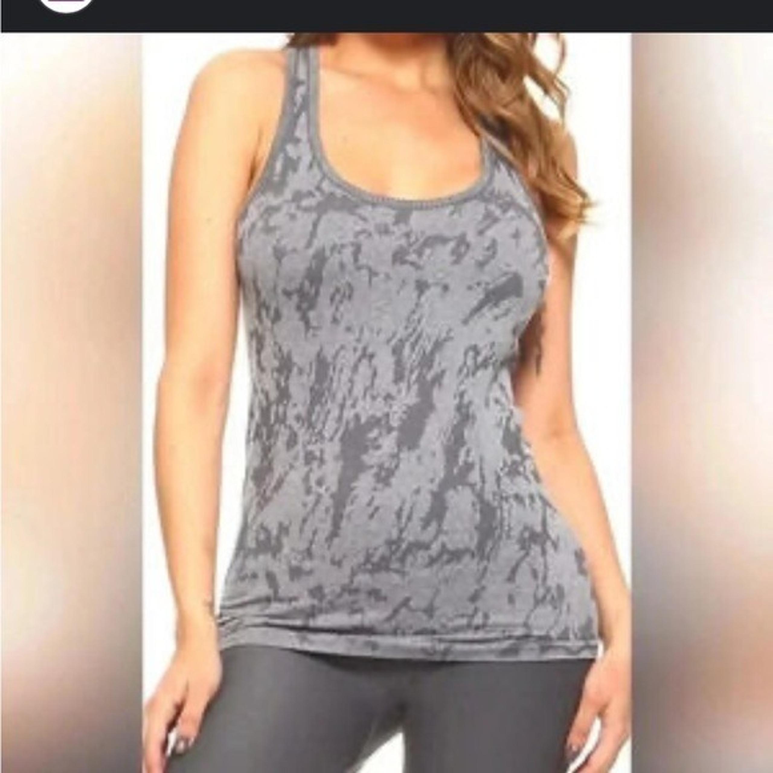 ZYIA Active Women's Gray Splash Racer Seamless Workout Tank Top XLarge