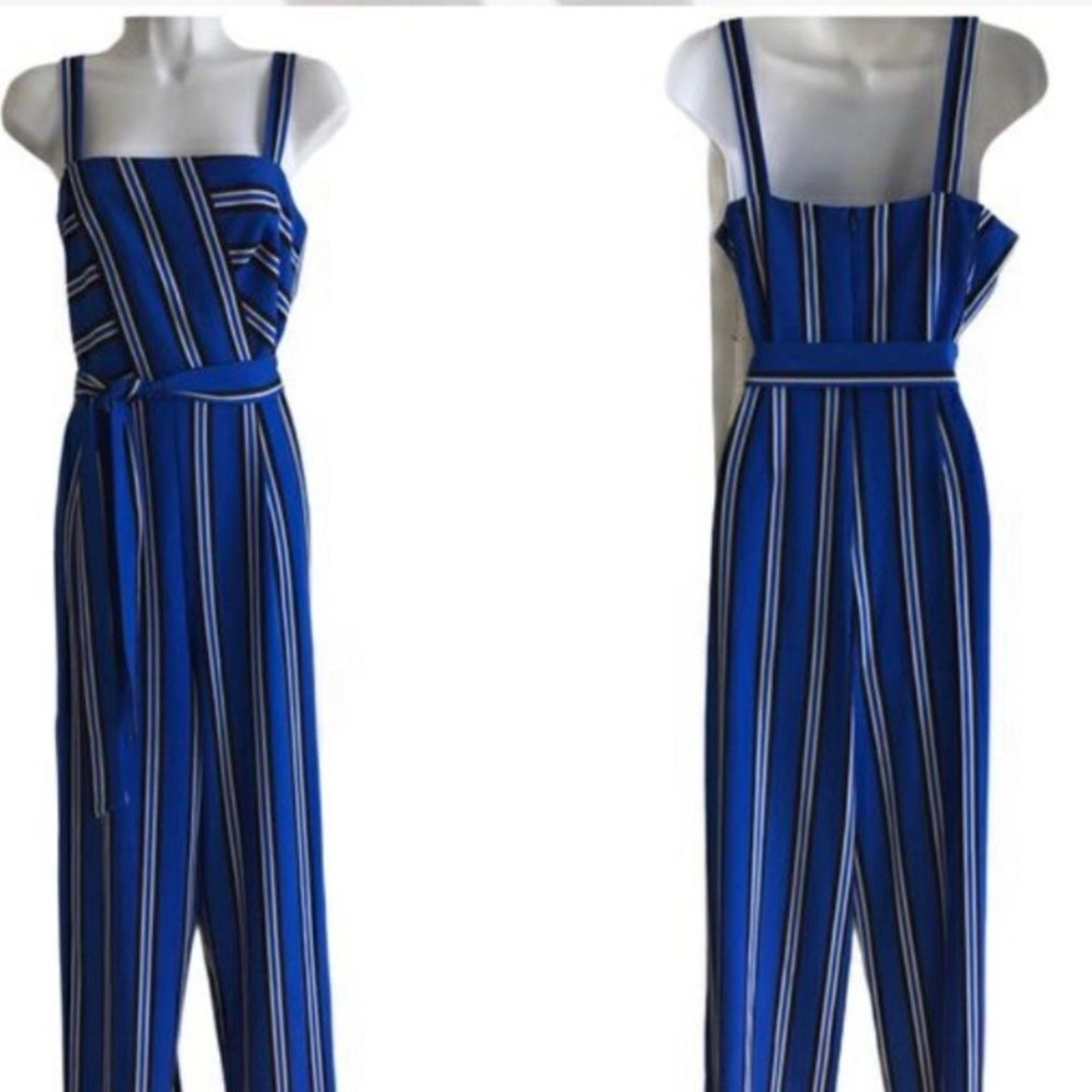 NWT Emma & Michele Blue Stripe Sleeveless Jumpsuit Women’s Size 12