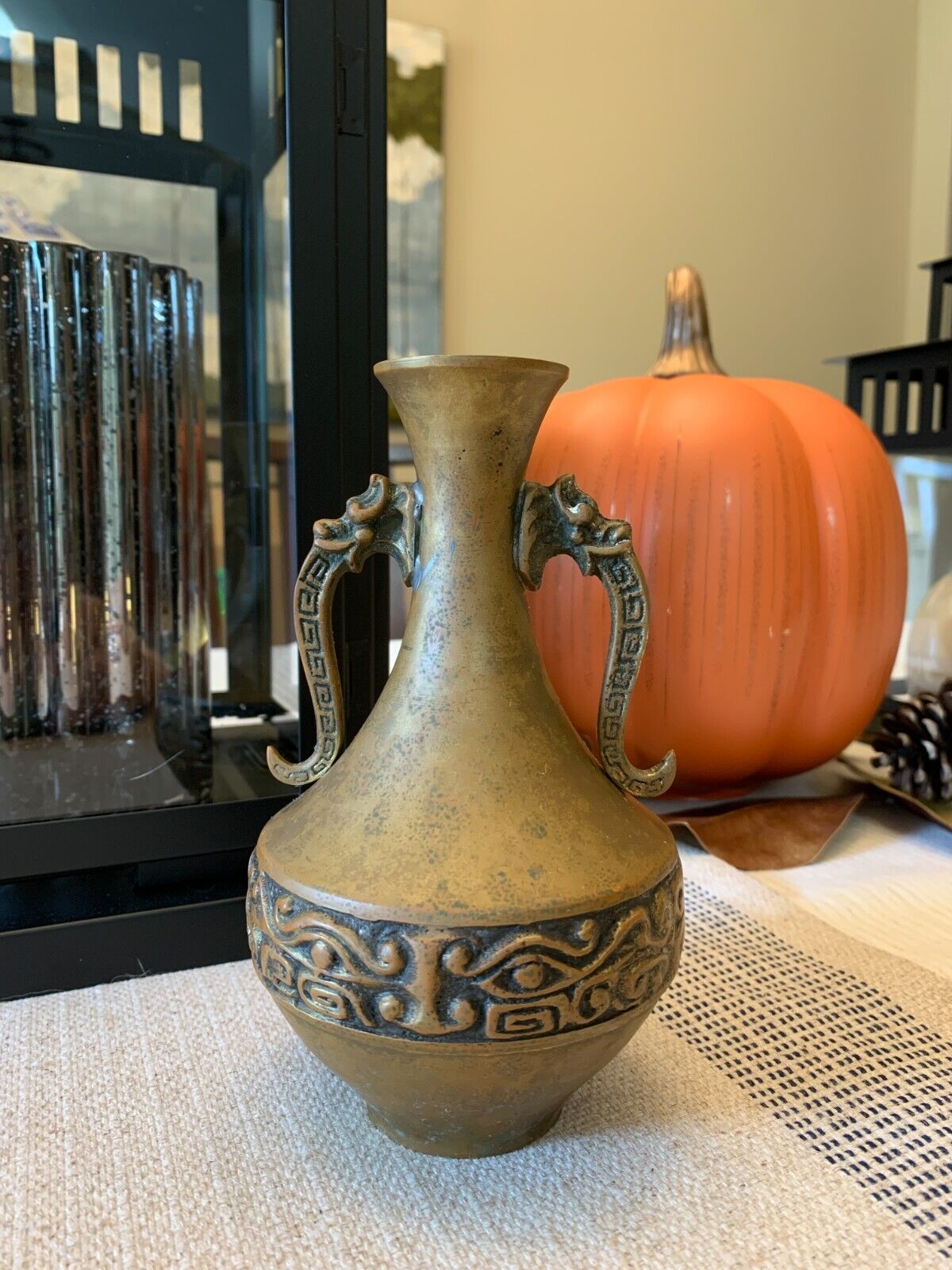 Vintage MCM Brass Urn Or Bud Vase