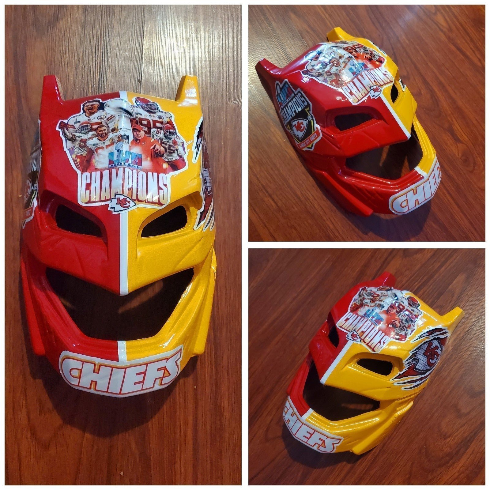 Custom Batman Armoured Kc Chiefs 22 Superbowl Champs Mask 4 tailgating/mancave