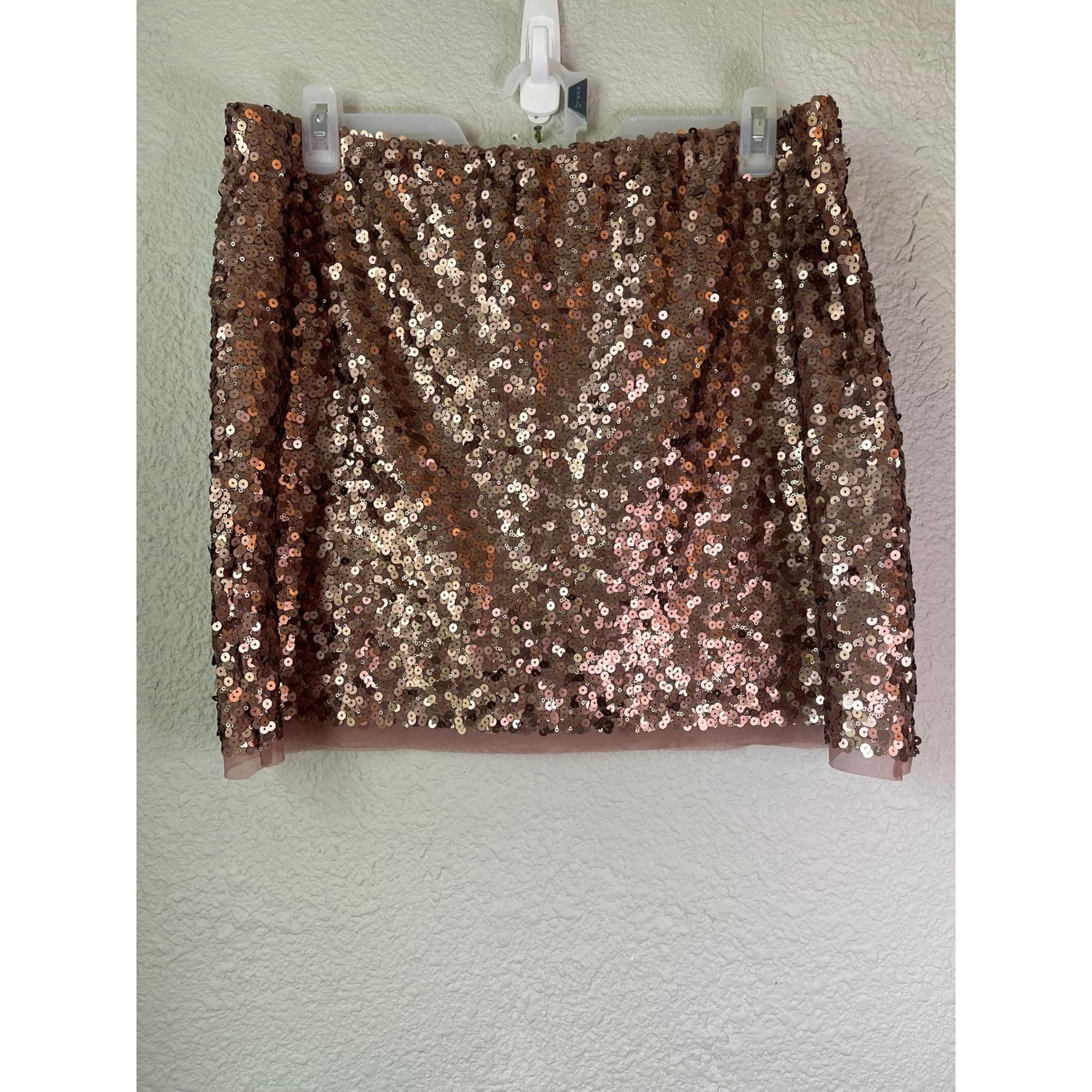 Lauren Conrad Sequin Skirt Party Cocktail Mini Skirt Rose Gold XL