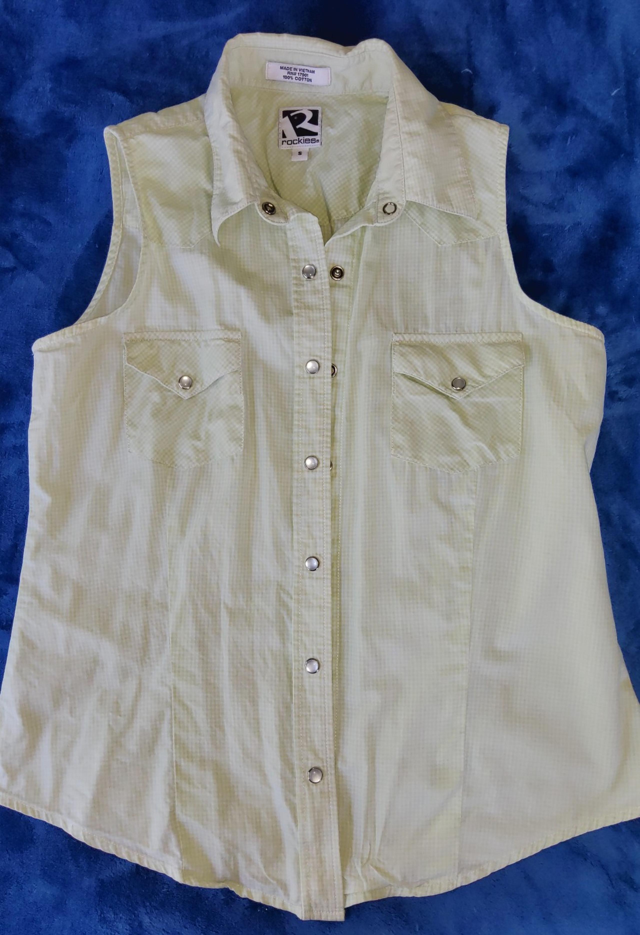 Vintage Rockies Sleeveless Collard Snap Buttons Top Shirt EUC