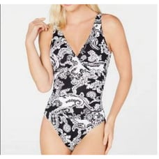 Lauren Ralph Lauren GRAPHIC PAISLEY Tummy-Control One-Piece Swimsuit, US 10