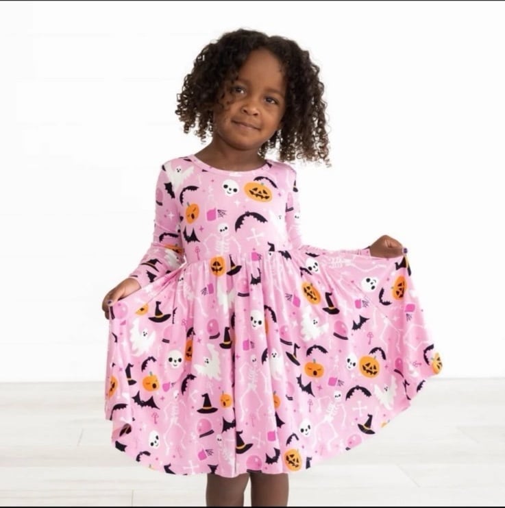 Size 7 Little Sleepies Pink Glowing Ghouls Twirl Dress