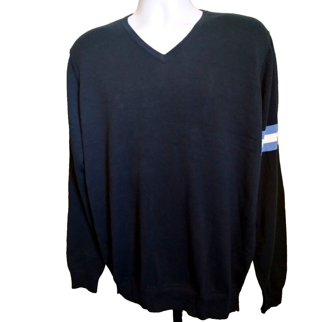 Kingsland Equestrian Men's Hanford 100% Cotton V-Neck Sweater -Navy NWT XXL