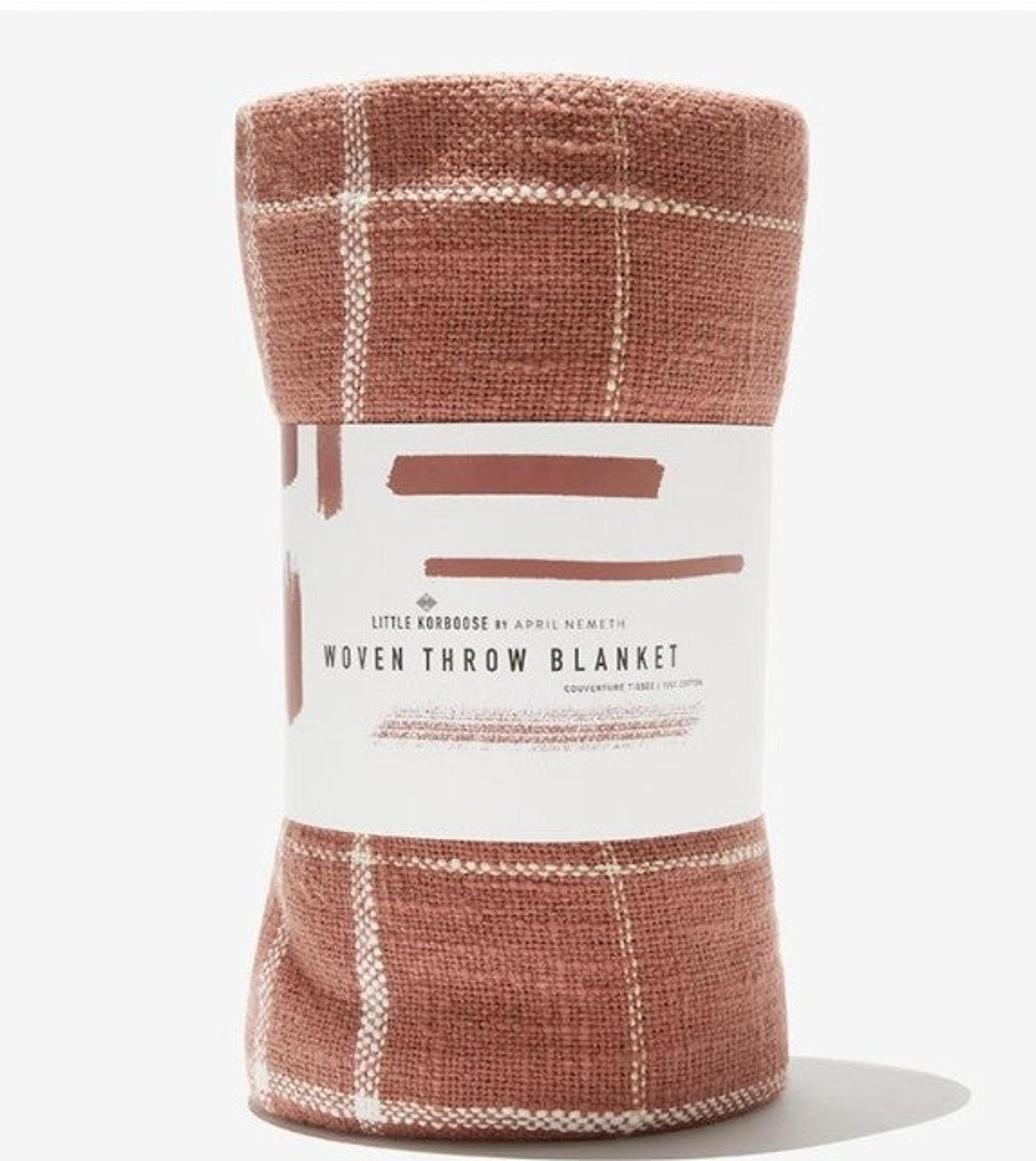 Little Korboose Woven Throw Blanket In Rust