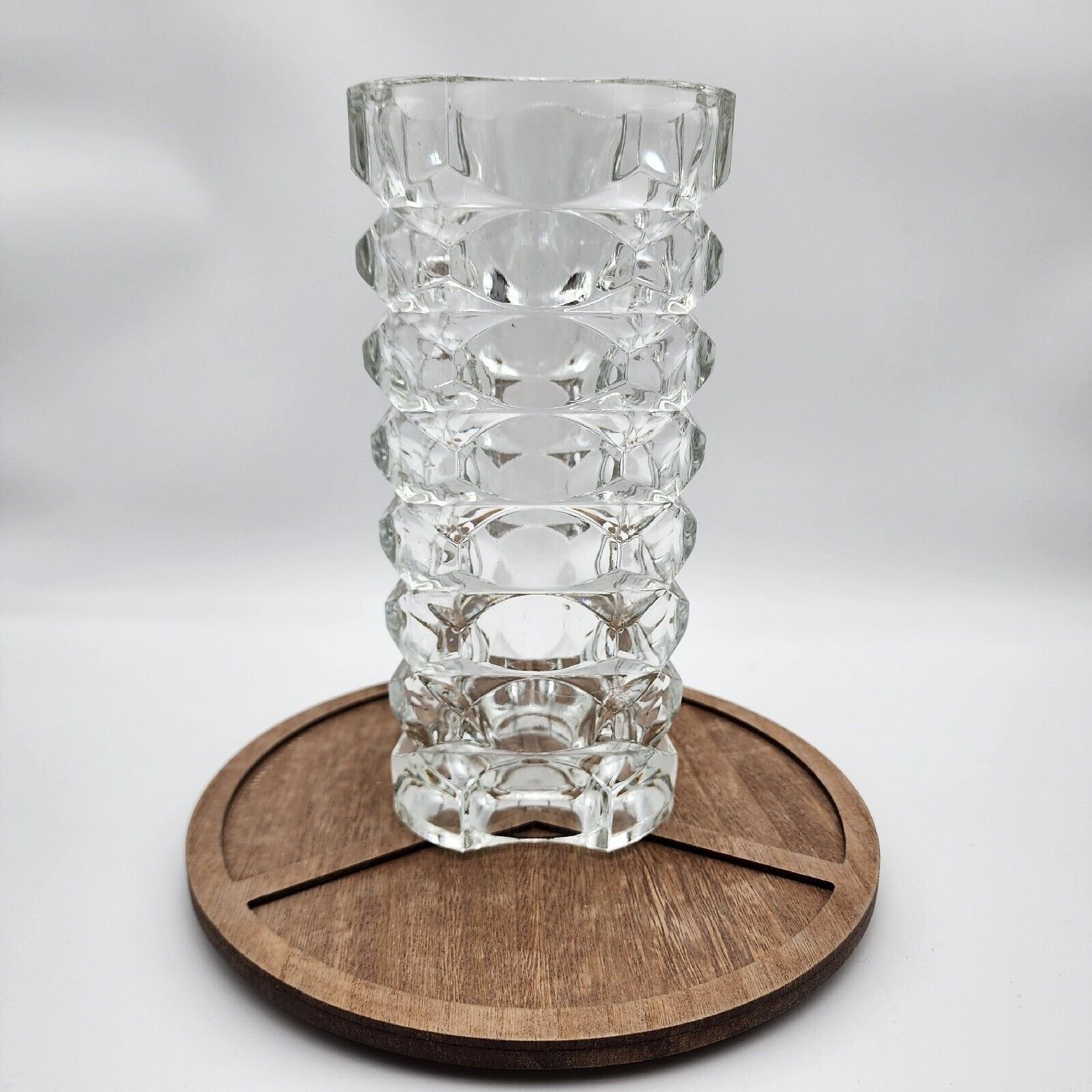 Windsor Clear 9.75 Geometrical Shape Vase JG Durand for Luminarc 1970's France