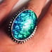 Triple Fire Opal Blue 925 Sterling Silver Ring