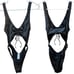 NWT Good American Black Ruched Cutout One Piece Swimsuit Size 3 Large Retail 85