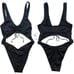 NWT Good American Black Ruched Cutout One Piece Swimsuit Size 3 Large Retail 85