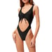 NWT Good American Black Ruched Cutout One Piece Swimsuit Size 3 Large Retail 85