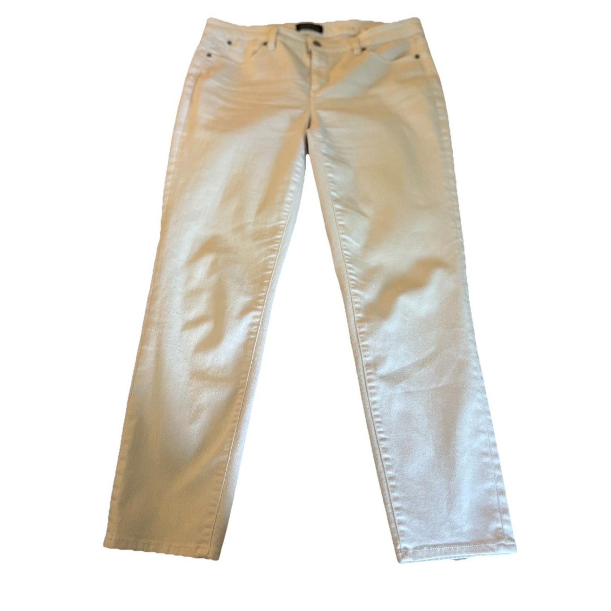 WOMENS SIZE 14 WHITE TALBOTS SLIM ANKLE JEANS STRETCH 5 POCKET EUC