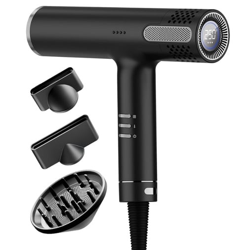 Hair Dryer with Diffuser, Professional Ionic Blow Dryer with High Speed Brushles