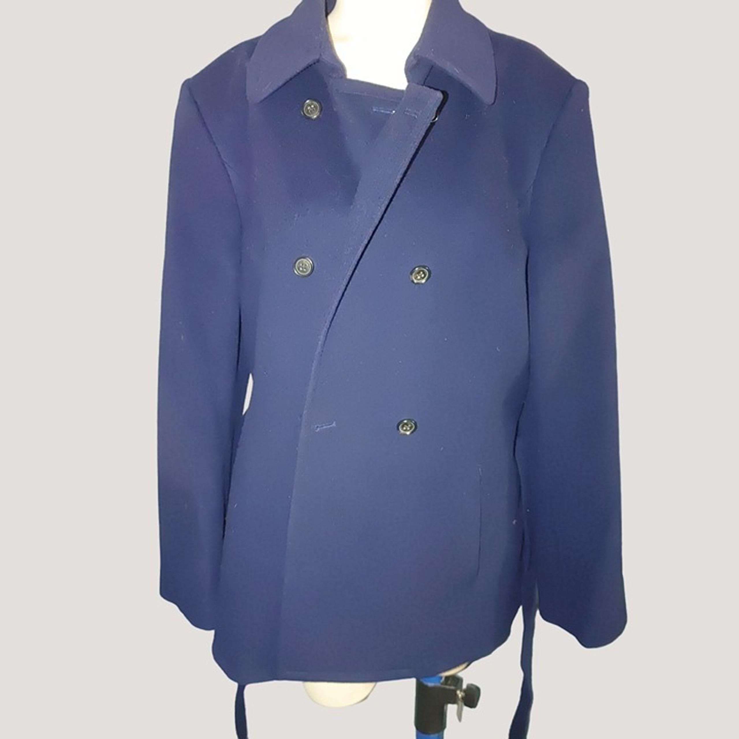 Brooks Brothers Wool Blend Double Breasted Navy Peacoat Womens M With Belt