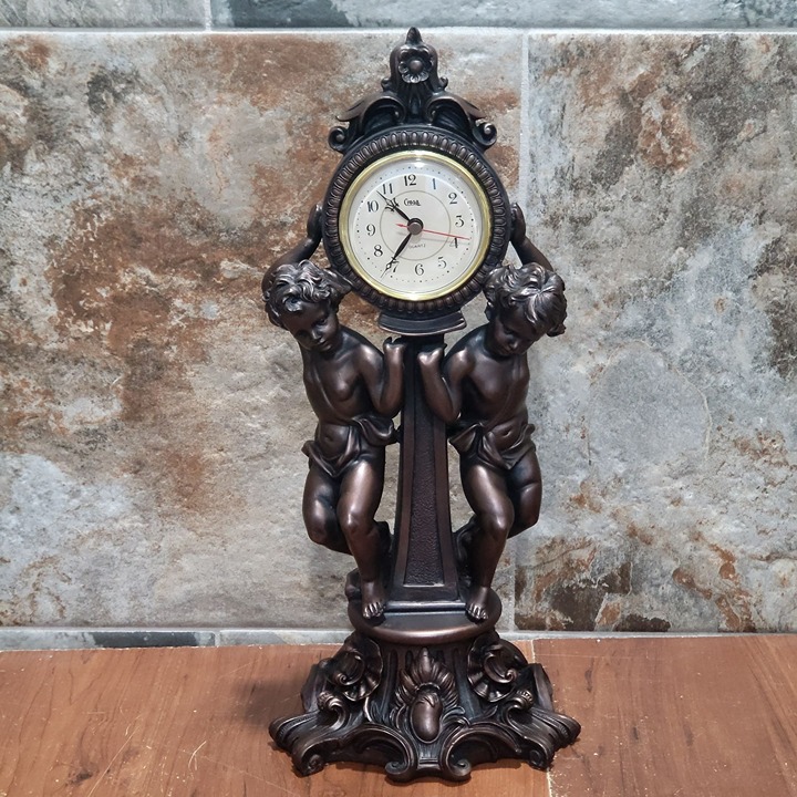 Vintage Bronze Decorative Cherub Clock Home Decor