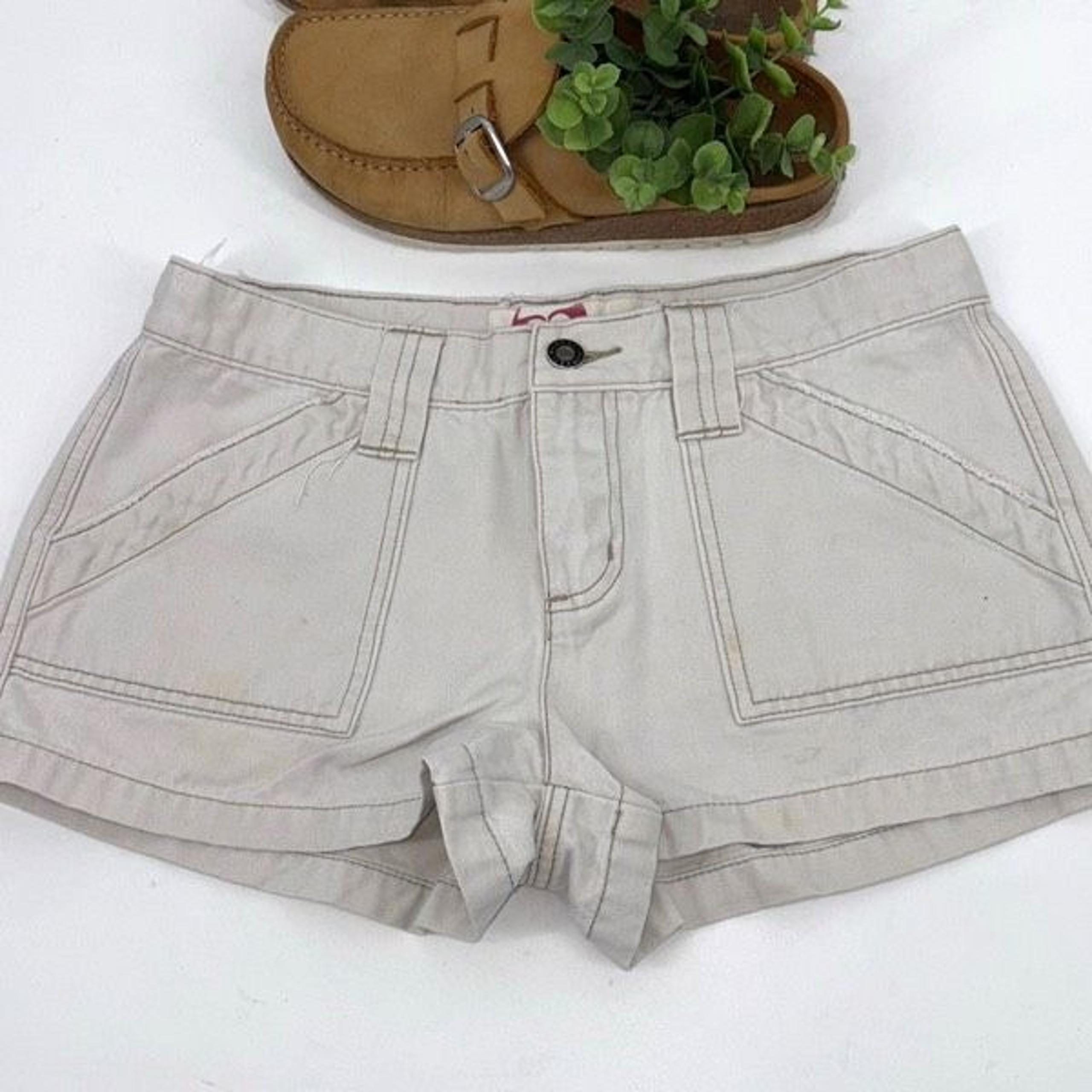 Y2K Roxy Low Rise Casual Chino Shorts Cotton Pockets Sand Size 3