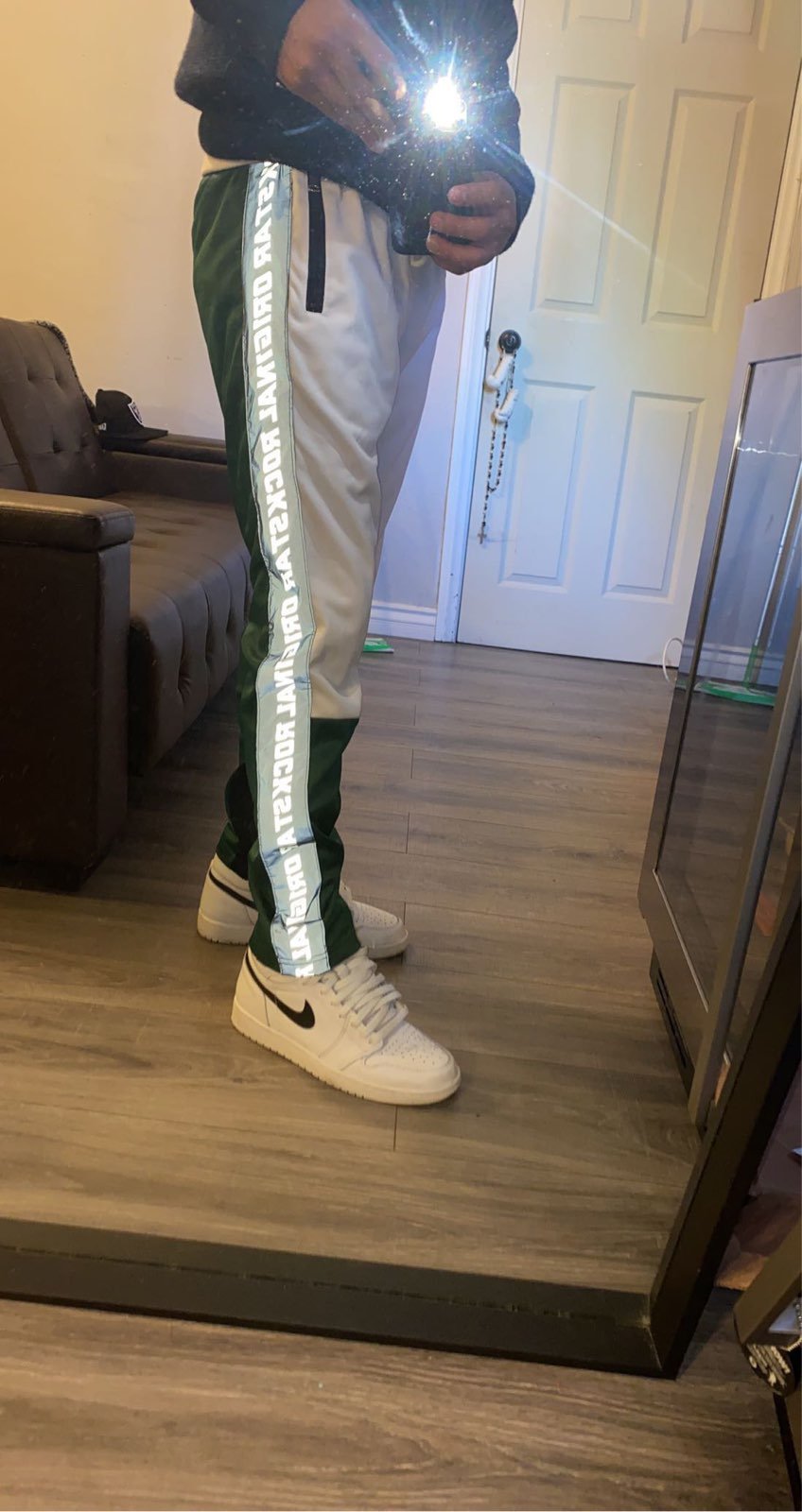 Green/white/blk reflective rockstar jogg