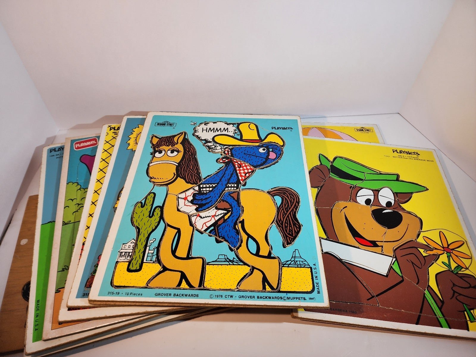 Vintage lot of 10 playskool/fisher price children's wooden puzzles