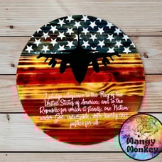 I Pledge Allegiance 17 Hand-Crafted Epoxy Wooden Lazy Susan American Flag OS400
