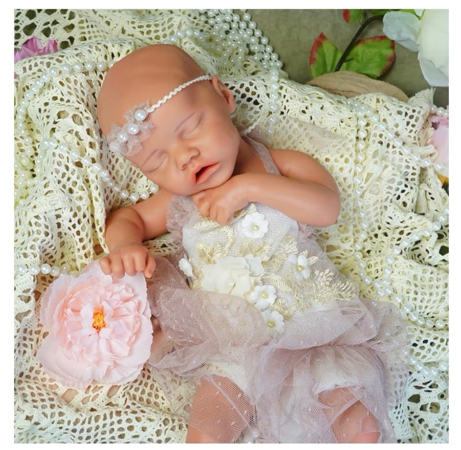 18 Inch 6 lb Full Silicone Girl with Outfit And Bottle Only Wheaton Color