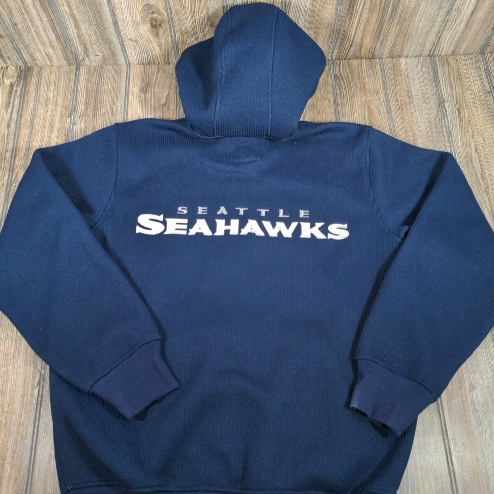 Seattle Seahawks NFL Full Zip Hoodie Fleece Lined Waffle Knit Jacket Shacket M