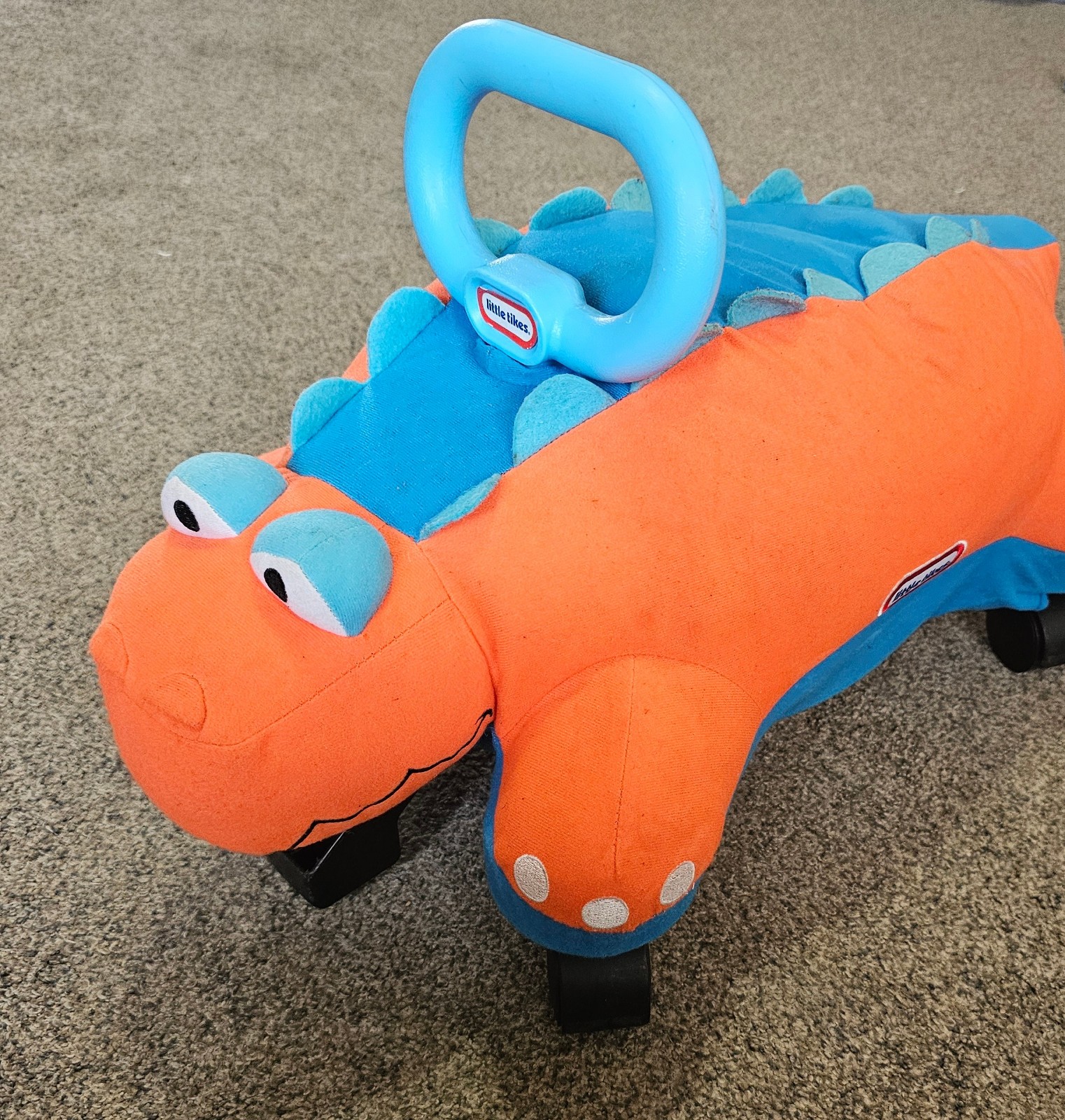 Little Tikes Orange Dinosaur Pillow Racer Ride On Plush Stuffed Animal Ride-on