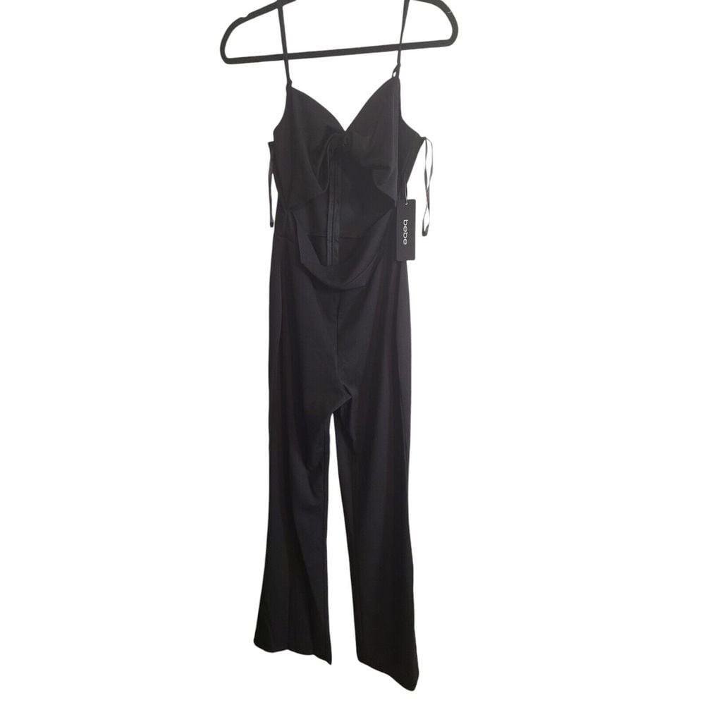 Bebe JUMPSUIT Womens Medium Cut out Black Wide Leg Sleeveless Party Travel