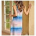 Tie Dye Blue Pink Side Split Halter Maxi Dress With Pockets