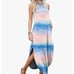 Tie Dye Blue Pink Side Split Halter Maxi Dress With Pockets