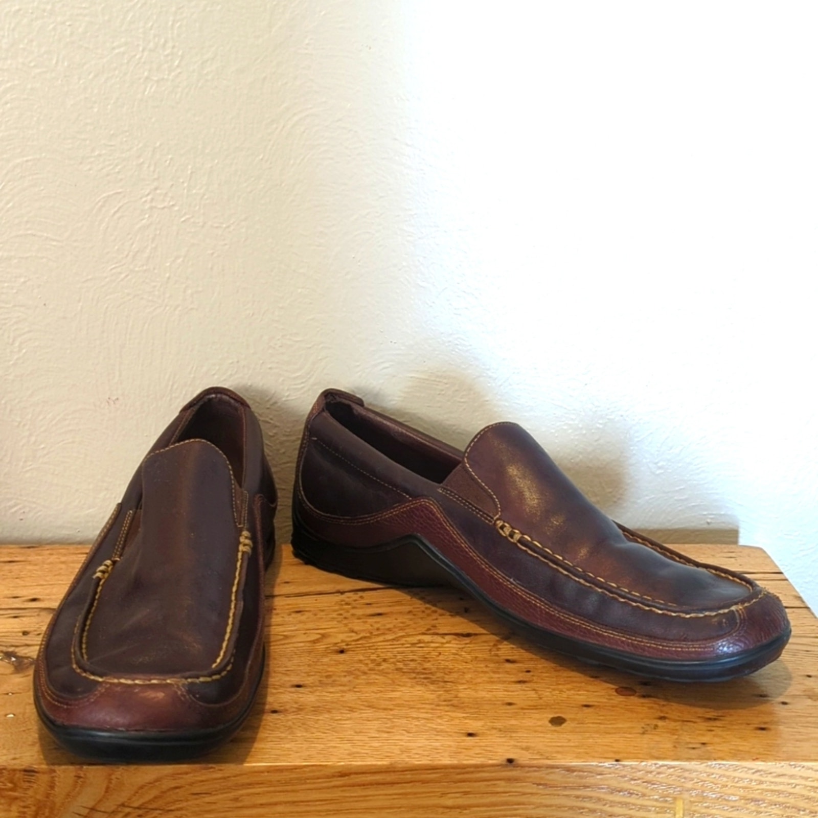 Cole Haan Men 11 M Tucker Venetian Slip On Loafers Tan Brown Leather
