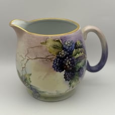 Beautiful Hand-Painted Pitcher - Blackberries Design - Signed Y. Hardy