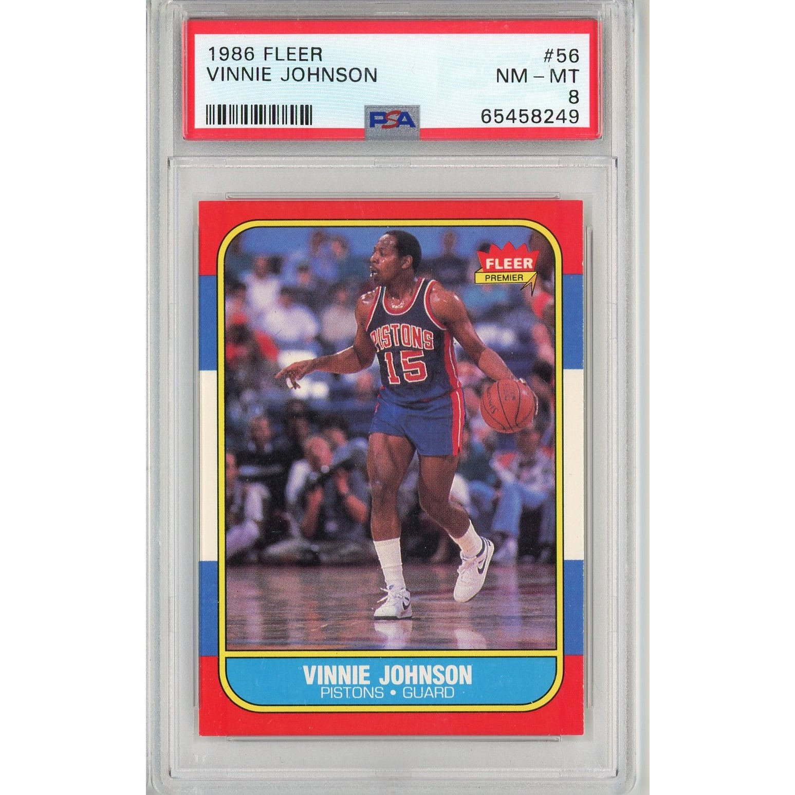 Graded 1986 Fleer Vinnie Johnson #56 Card PSA 8 NM-MT