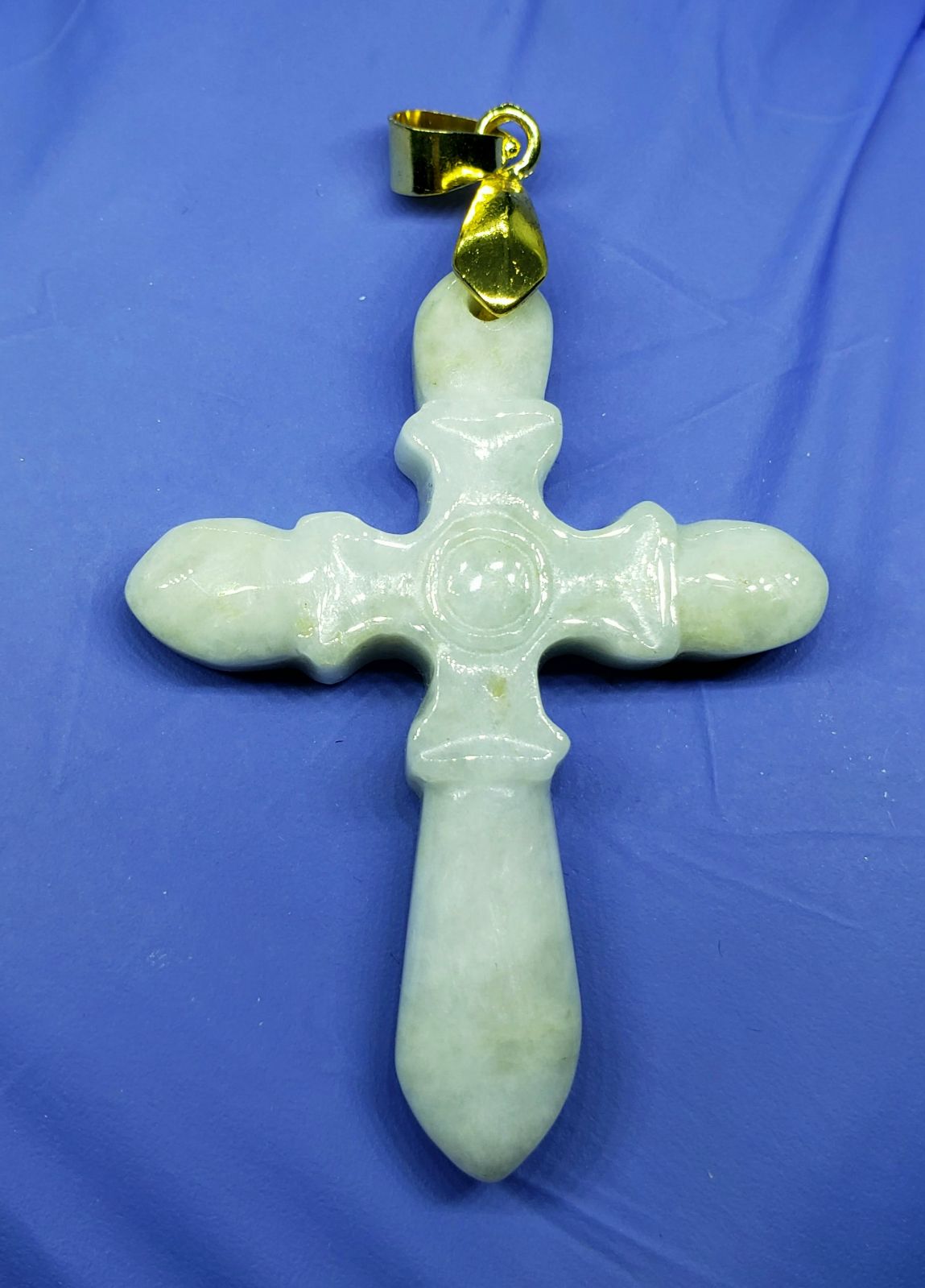 Burmese icy type A jadeite jade pendant.
