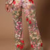 Sheer Embroidered Floral PantSuit - L