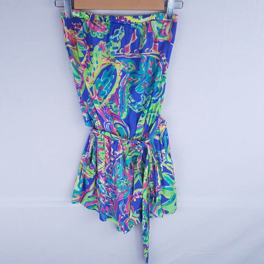 Lilly Pulitzer Ritz Shorts Romper Preppy in Tie Belt Paisley Size xxs