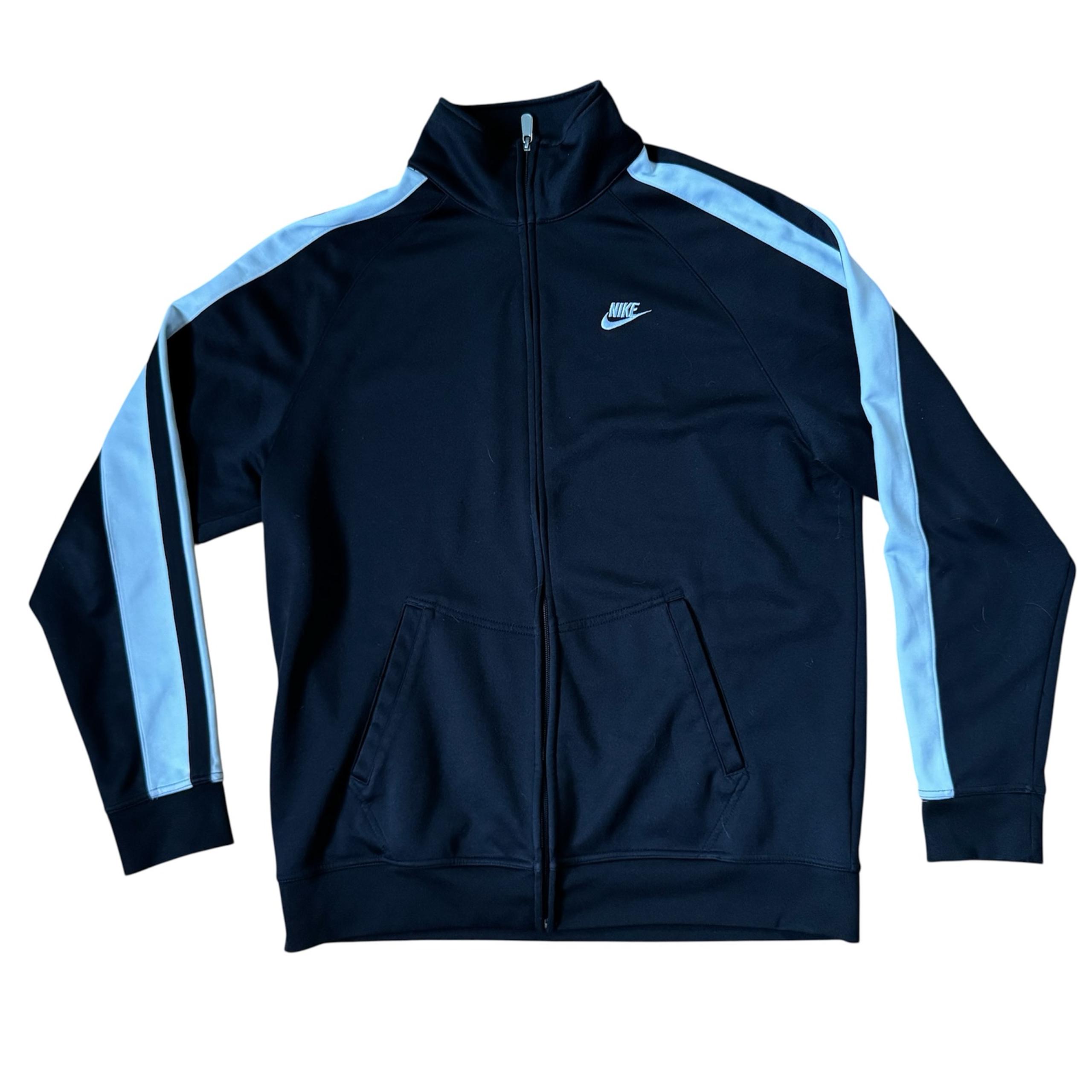 Vintage Y2K Nike Track Jacket Full Zip Black Striped Mens Size XL Active Logo