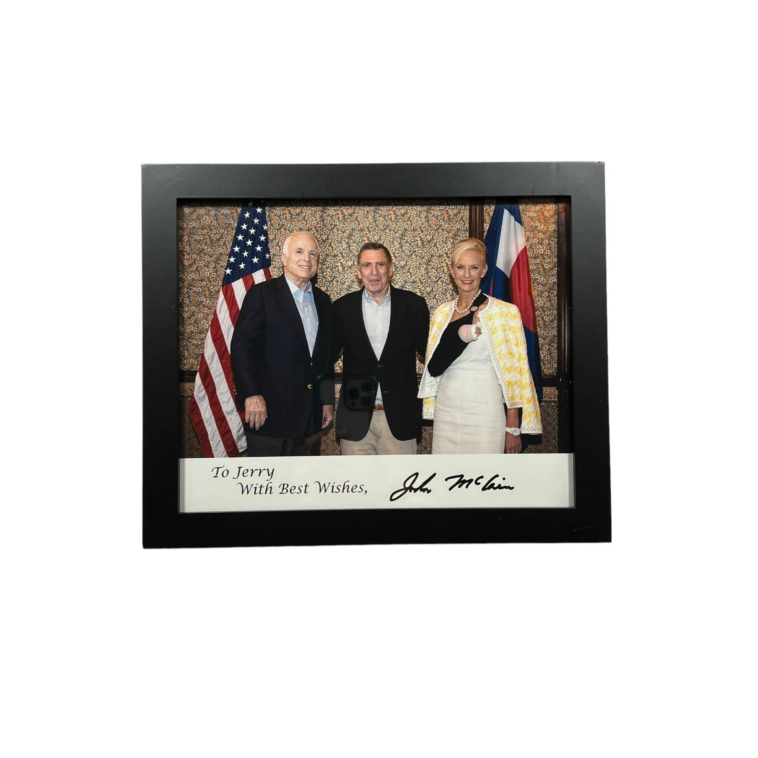 Photo Signed by John McCain with Cindy McCain & Houston Businessman Jerry Finger