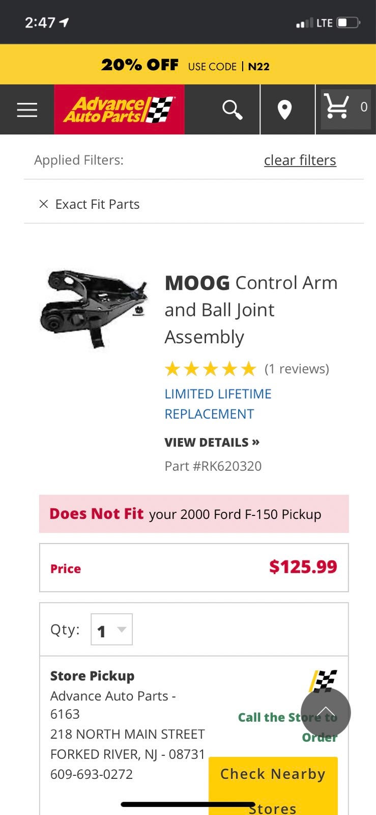 Brand new Moog upper an lower control ar