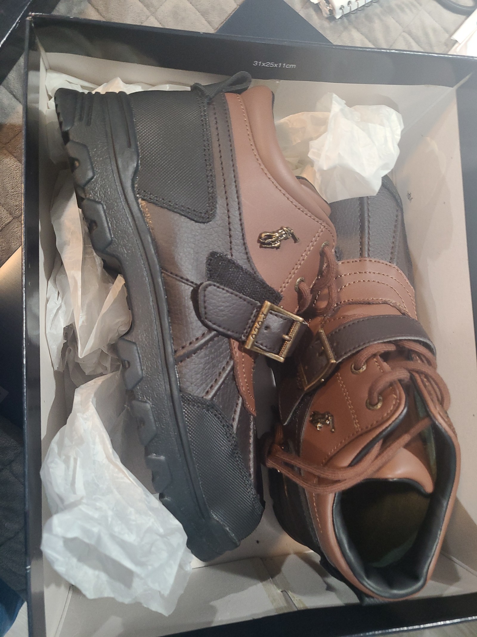 New Polo Ralph Lauren Chocolate tan dover size 5 junior