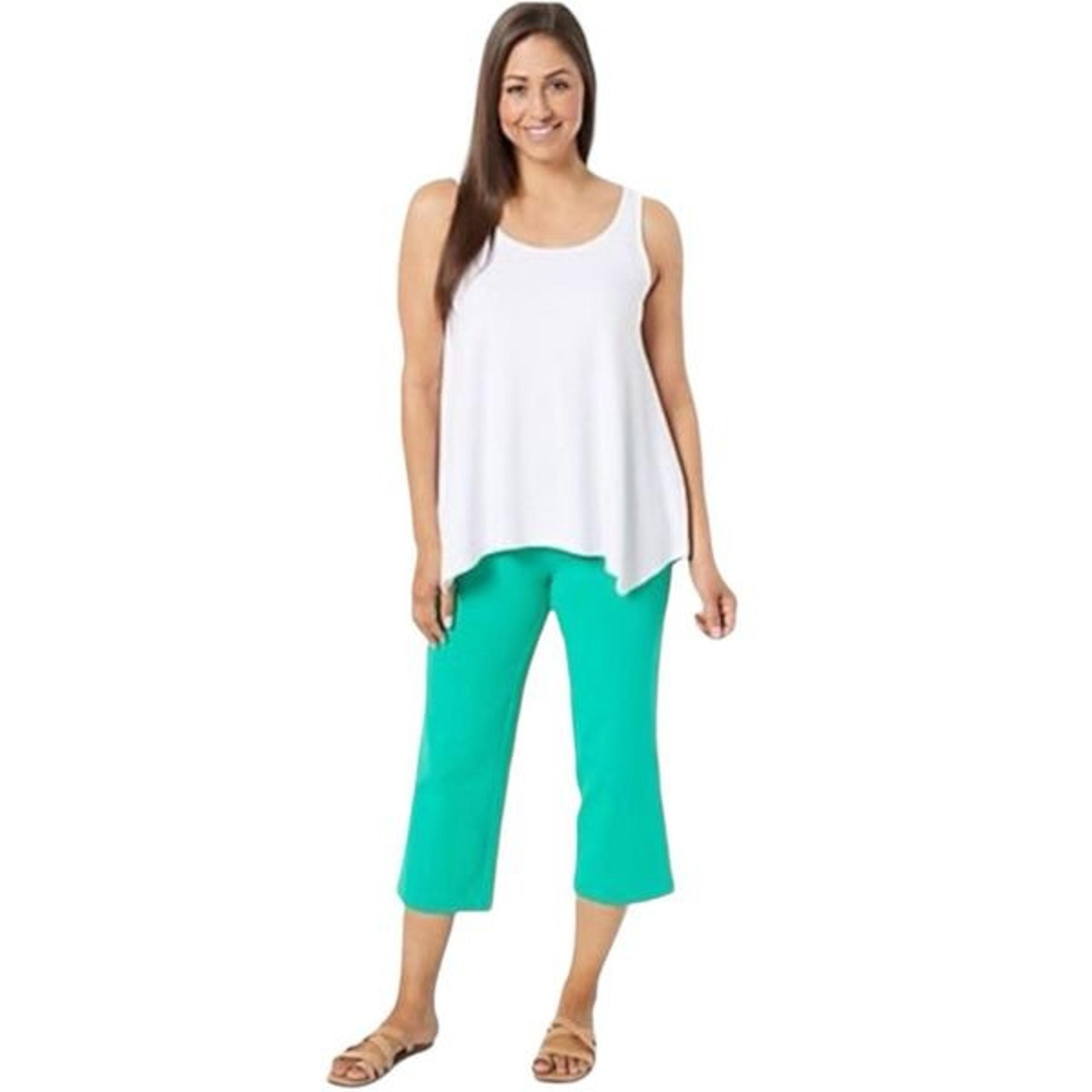 Women with Control Regular Tummy Control Full Leg Cropped Pants Teal Jade XL